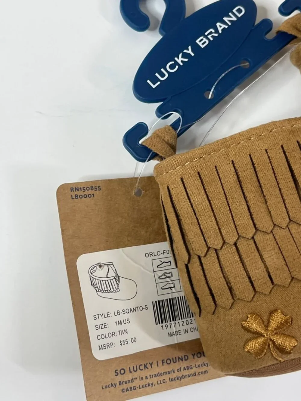 Lucky Brand Baby Girls Faux Suede Fringe Ankle Booties Tan Size 1
